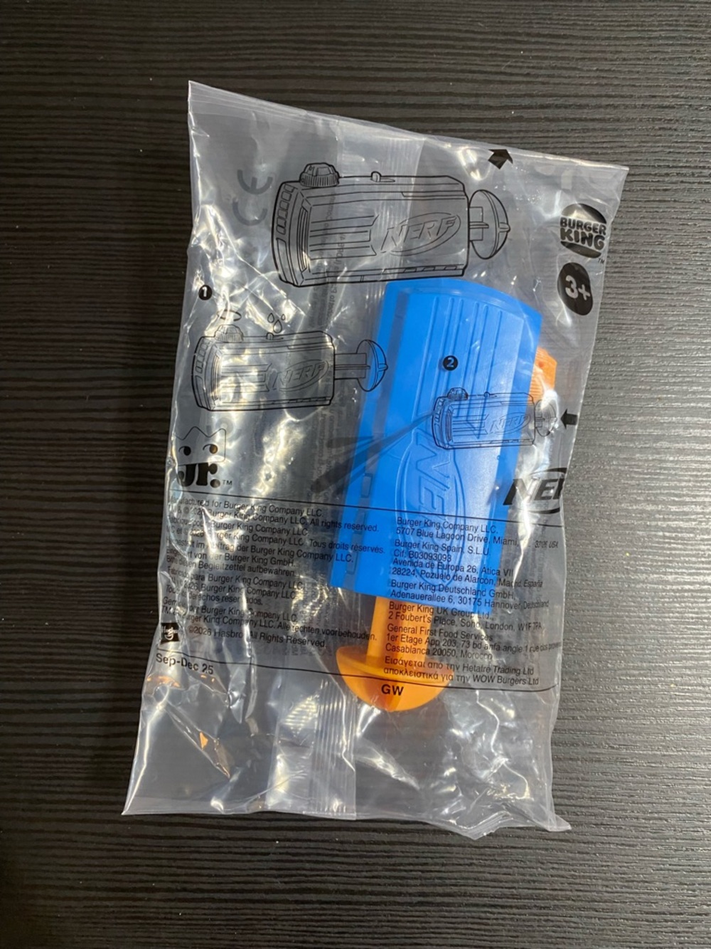 Burger King Hasbro Toy 2026 - Nerf Blue and Orange Mini Blaster Toy